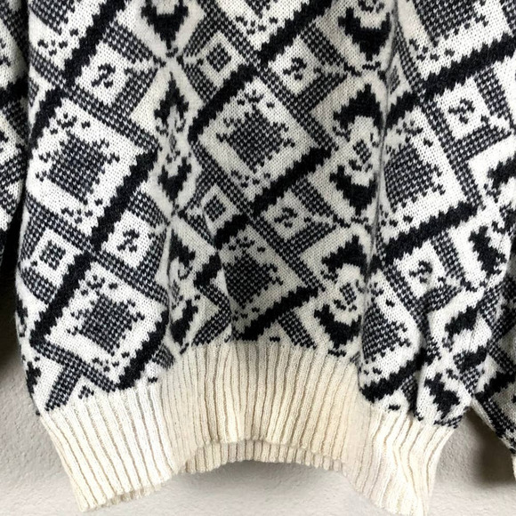 𝅺vintage Puritan Sweater Cream Gray Print Shetland Wool Blend Knit Size Large - Picture 4 of 11